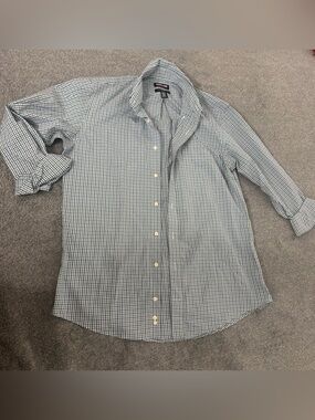 KIRKLAND MEN'S PERFORMANCE SPORTSHIRT CHECK (BLUE/WHITE, 15-15.5 32/33)NWT